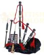 Red & Black Velvet Bagpipe Set Silver & Black Finish With Hard Case, Red color for Male