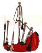 Red Velvet Bagpipe Set Brown & Silver Finish With Hard Case, Brown color for Male