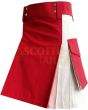 Red & White Premium Utility Kilt, White color for Male