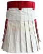 Red & White Premium Utility Kilt, White color for Male