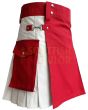 Red & White Premium Utility Kilt, White color for Male