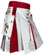 Red and white Santa hybrid kilt right side view with lace design