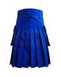 Royal Blue Detacable Pocket Utility Kilt, Blue color for Male