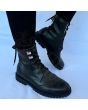 Real Leather Black Ghillie Brogues Half Long Kilt Boot