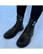 Real Leather Black Ghillie Brogues Half Long Kilt Boot