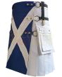 Scottish Flag Kilt Utility Kilt, White color for Male