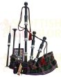 Scottish National Tartan Black With Silver Finish Bagpipe Set With Hard Case, Black color for Male