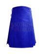 Scottish Royal Blue Wool Kilt, Blue color for Male