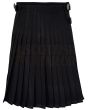 Solid Black Tartan Kilt, Black color for Male