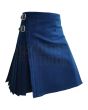 Solid Blue Modern Tartan Kilt, Navy Blue color for Male