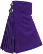 Solid Purple Wool Kilt right side view showing flowing wool pleats and rich deep purple texture