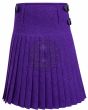 Solid Purple Wool Kilt back view with full pleated construction and graceful traditional silhouette