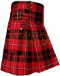 Traditional Cunningham Tartan Utility Kilt, Red color for Male