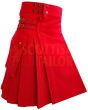 Traditional Solid Red Modern Tartan Utility Kilt, Red color for Male