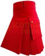 Traditional Solid Red Modern Tartan Utility Kilt, Red color for Male