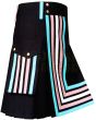 Trance Flag Kilt Utility Kilt, Black color for Male