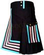 Trance Flag Kilt Utility Kilt, Black color for Male