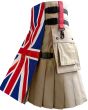 UK Flag Kilt Utility Kilt, Khaki color for Male