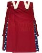 USA American Flag Hybrid Kilt For Men Premium Quality Kilt, Burgundi color for Male