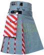USA Flag Kilt Hybrid Kilt, Sky Blue color for Male