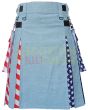 USA Flag Kilt Hybrid Kilt, Sky Blue color for Male