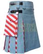 USA Flag Kilt Hybrid Kilt, Sky Blue color for Male
