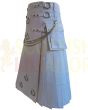 White Long Premium Utility Fashion Kilt, White color for Male