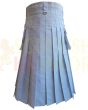 White Long Premium Utility Fashion Kilt, White color for Male