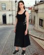 Women Long Black Utility Kilt - Scottish women vlack skirt
