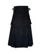 Women Long Black Utility Kilt