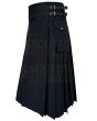 Women Long Black Utility Kilt - Scottish women vlack skirt