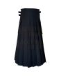 Women Long Black Utility Kilt