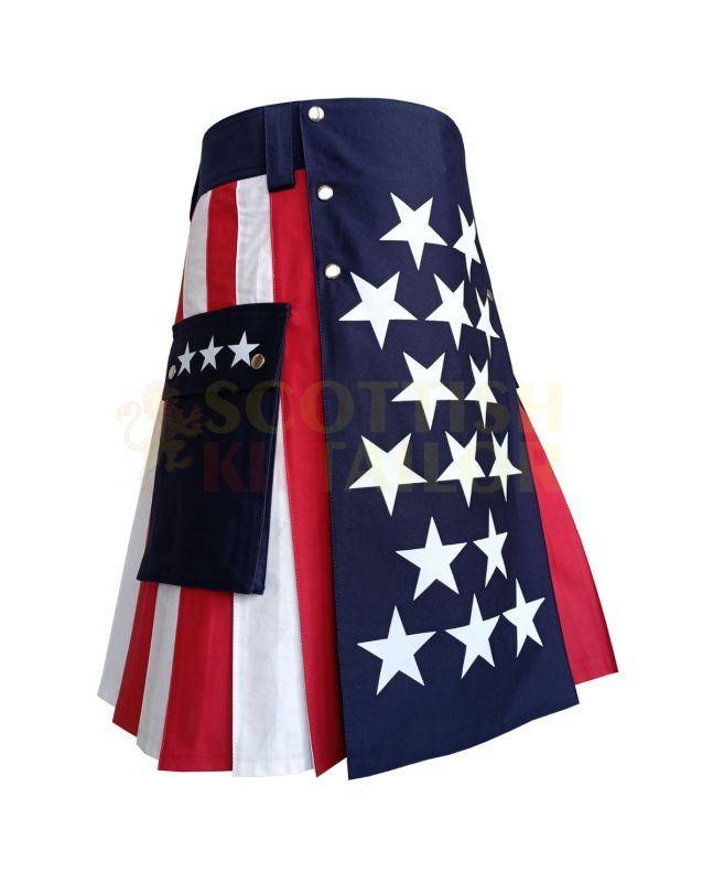 USA Flag Kilt, Navy Blue color for Male
