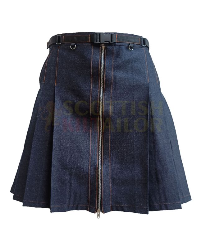 Black Denim Women Fashion Utility Kilt