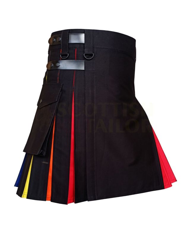 Rainbow Hybrid Deluxe Kilt, Black color for Male