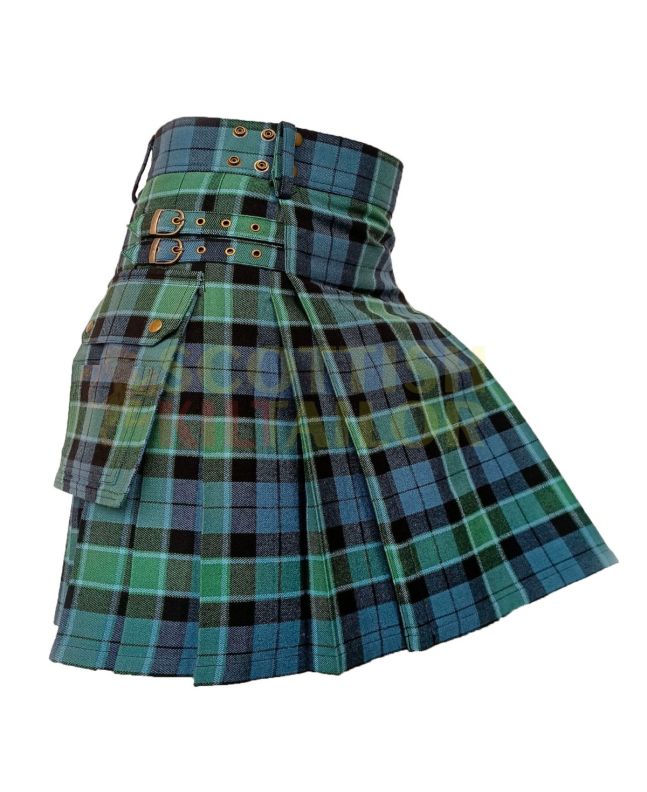 Traditional Graham Menteith Ancient Tartan Utility Kilt, Green color for Male