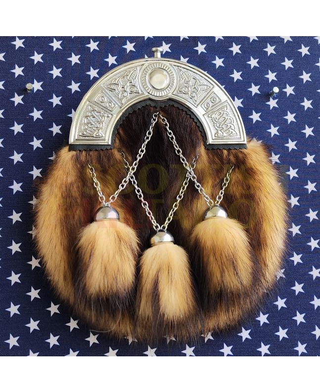 Musquash Full Dress Sporran With Silver Chrome Finish Cantle, Black color for Male