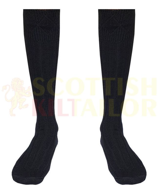 Black Kilt Socks, Black color for Male