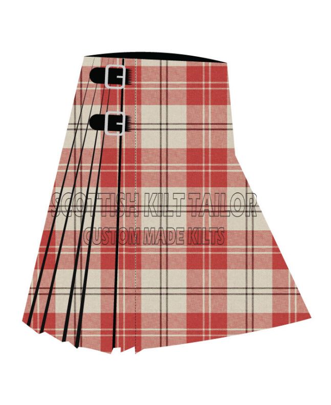 Alisa Red Tartan Kilt, Red color for Male