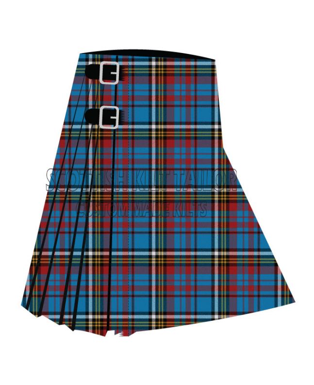 Anderson Blue Westwood Premium Tartan Kilt, Blue color for Male