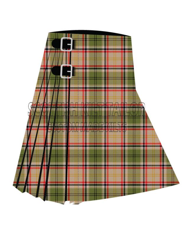 Asman Day Tan Premium Tartan Kilt, Khaki color for Male