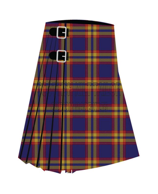 Auchtermuchty Army Premium Tartan Kilt, Blue color for Male