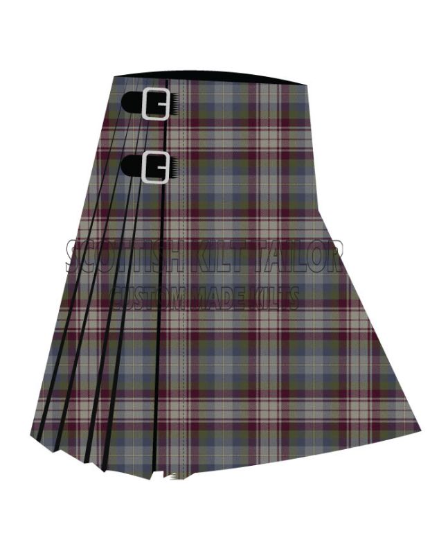 Auld Scotland Premium Tartan Kilt, Burgundi color for Male