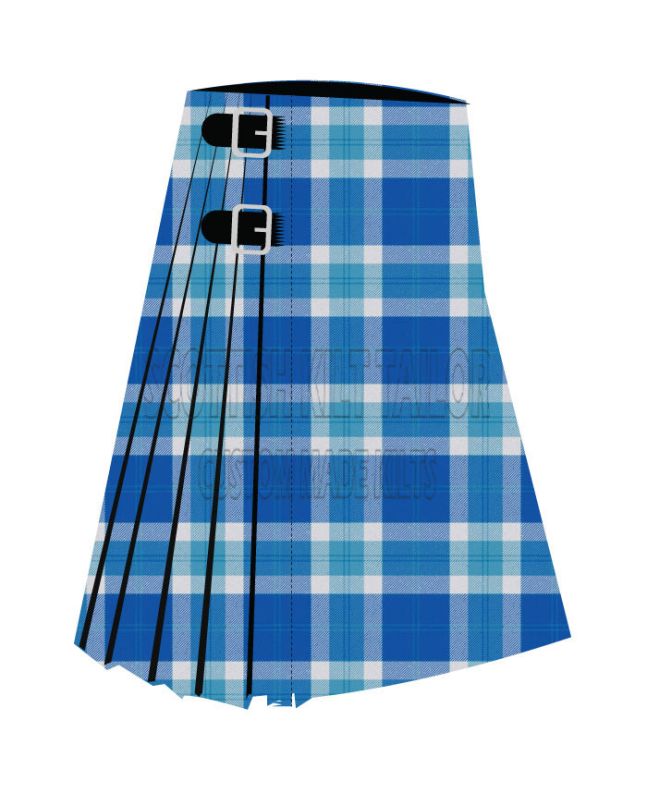Bannockbane Blue Premium Tartan Kilt, Blue color for Male