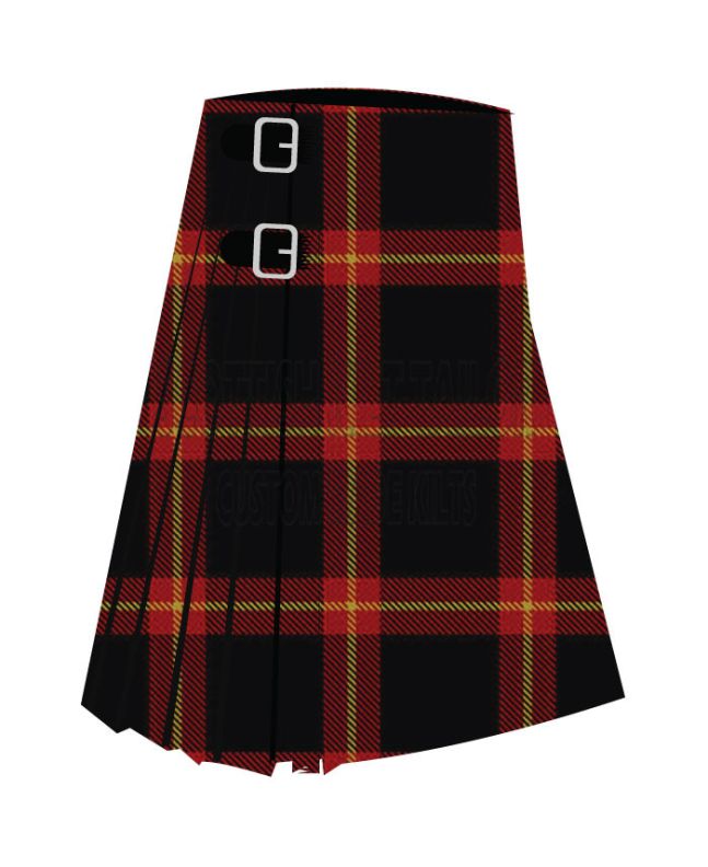 Batson Premium Tartan Kilt, Black color for Male