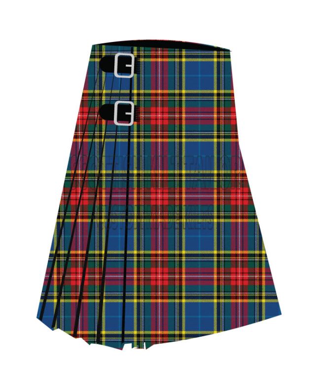 Bethune Personal Premium Tartan Kilt, Blue color for Male