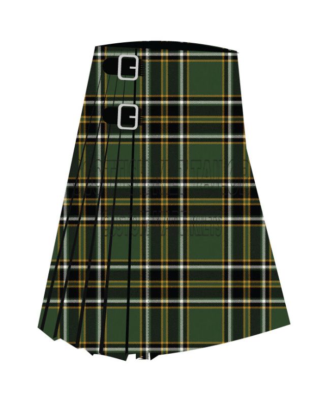 Birmingham Irish Pipes & Drums Premium Tartan Kilt, Green color for Male