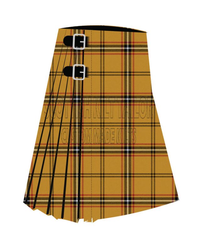 Bro Dreger Premium Tartan Kilt, Yellow color for Male