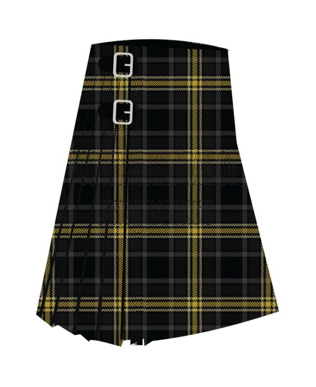 Broken Arrow City Premium Tartan Kilt, Black color for Male