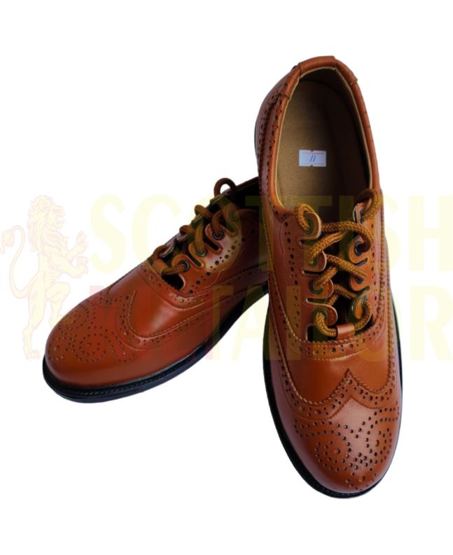 Brown Ghillie Brogue Kilt Shoes, Brown color for Male